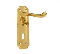 Polished Brass Hot Forged Lever Lock Set, Brass Door Fittings